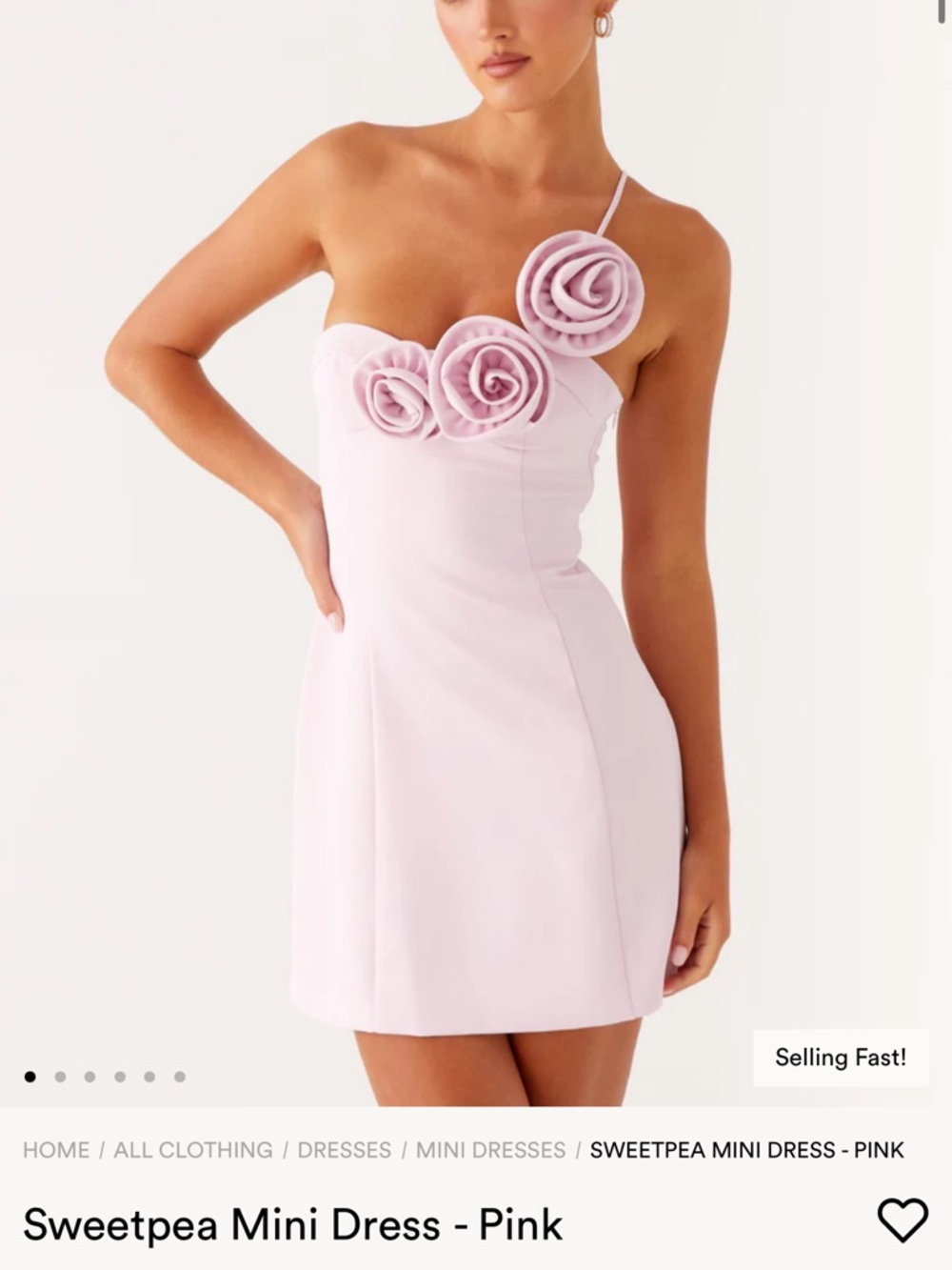 Peppermayo Pink Sweetpea Mini Dress with Rose Appliqués